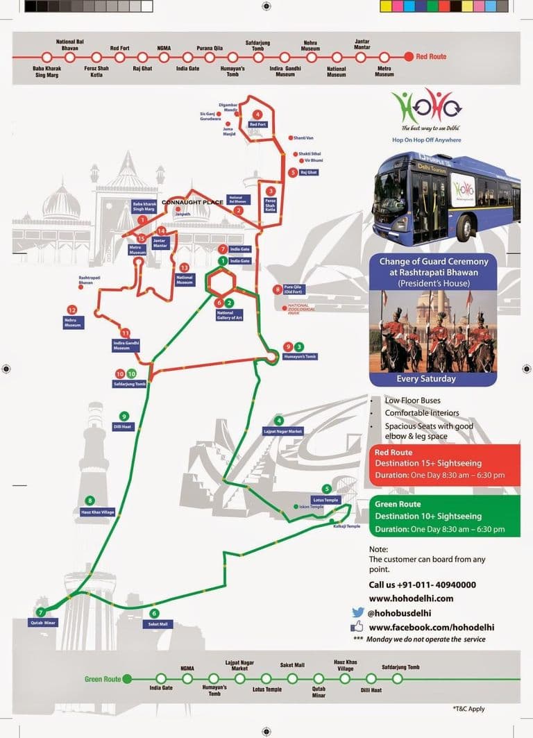 New Delhi Hop On Hop Off bus tours map