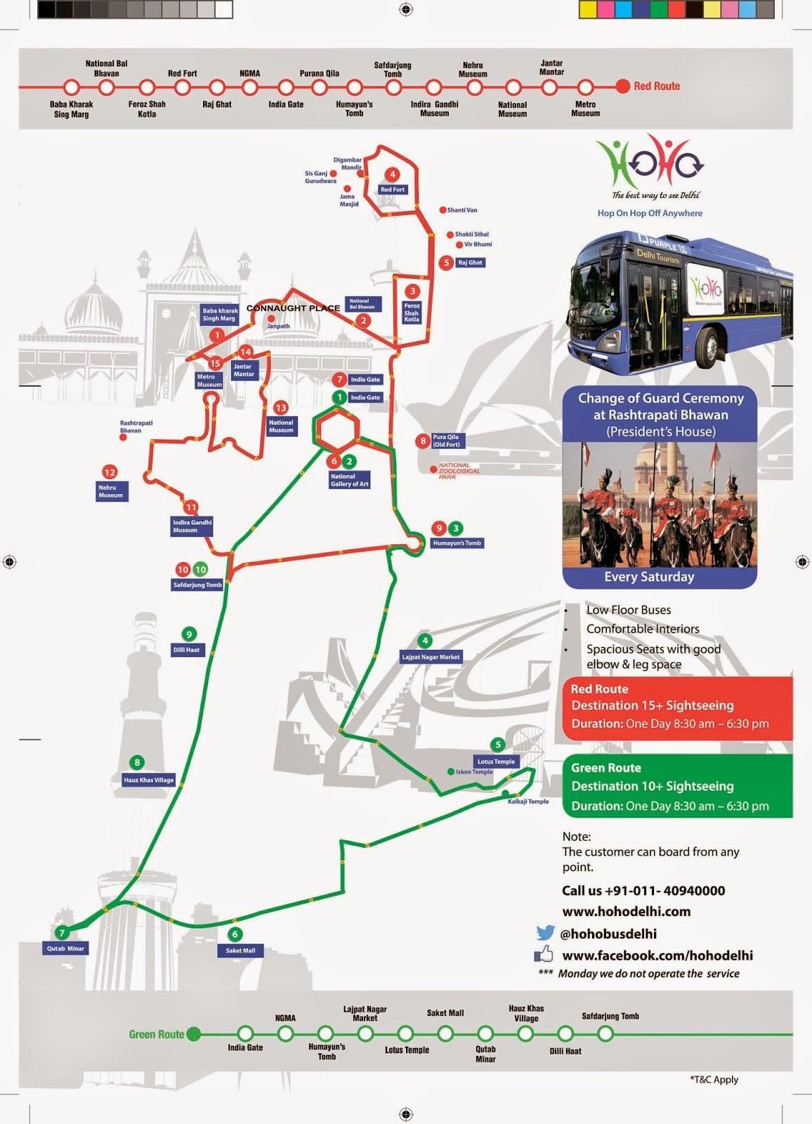 New Delhi Hop On Hop Off bus tours map